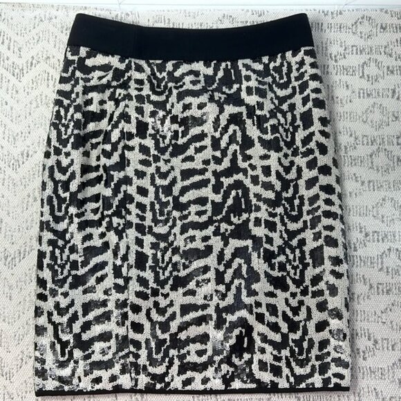 The Limited NWT Black & White Sequin Skirt Sz 2 - Picture 1 of 12